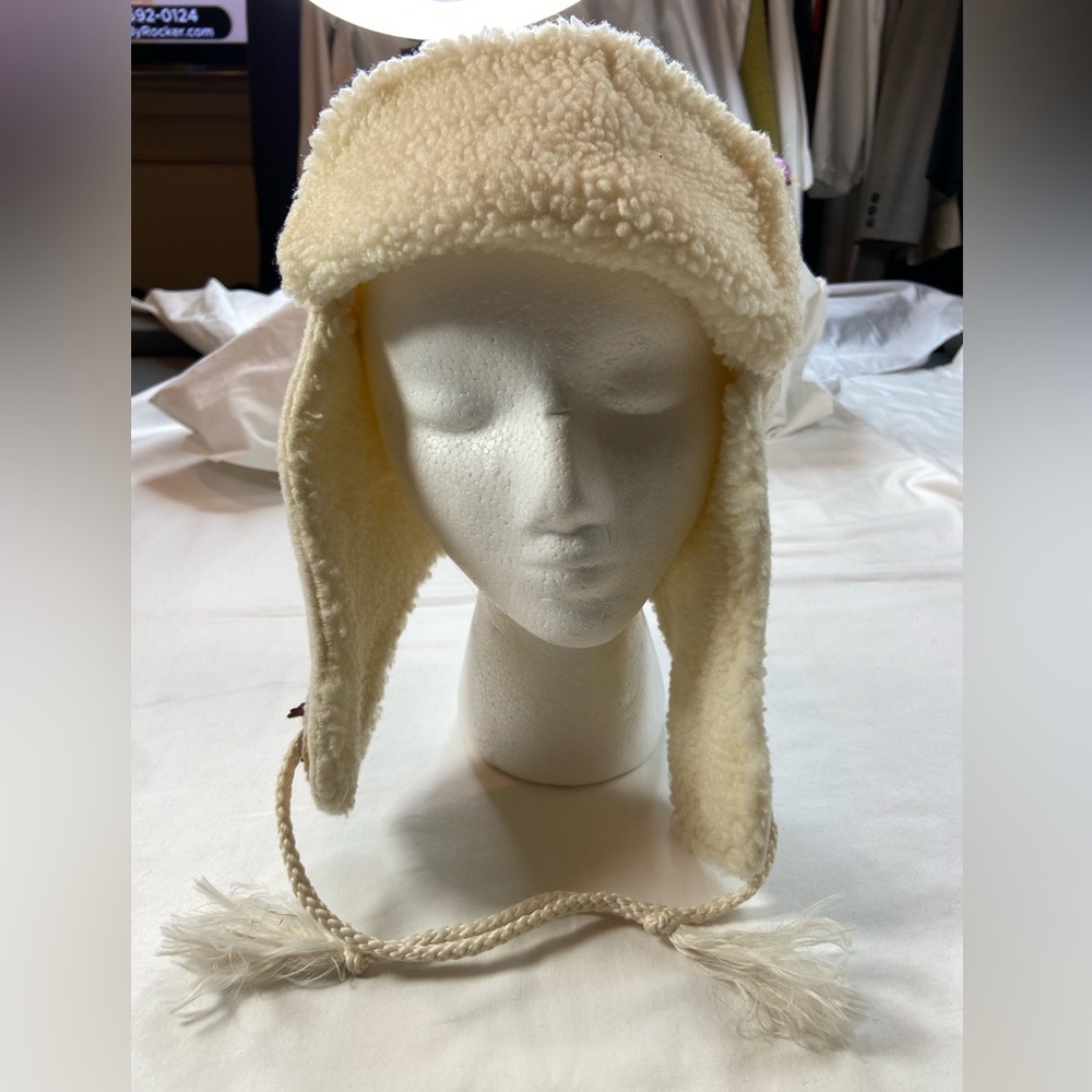 Sherpa Trapper Hat Ear Flaps Vintage faux fur Size M/L
